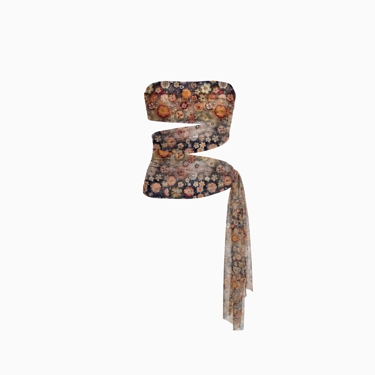 Blusa Tomara que Caia Transpasses Tule Hibisco